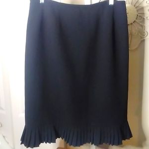 Evan Picone Black Pleated Hem Skirt Lined 10P